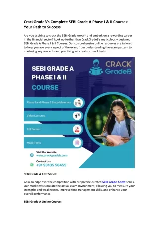 CrackGradeB's Complete SEBI Grade A Phase I & II Courses Your Path to Success