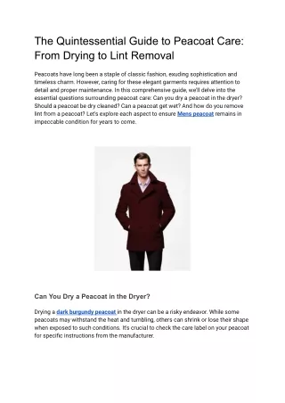 The Quintessential Guide to Peacoat Care_ From Drying to Lint Removal