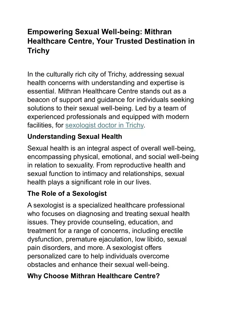 empowering sexual well being mithran healthcare