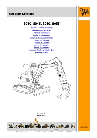JCB 8045ZTS Mini Crawler Excavator Service Repair Manual SN 1057000