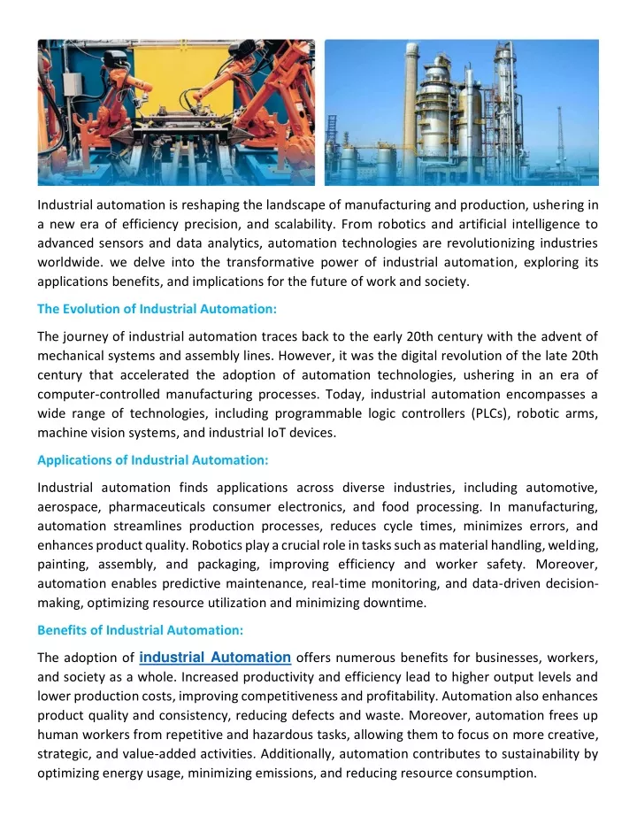 industrial automation is reshaping the landscape