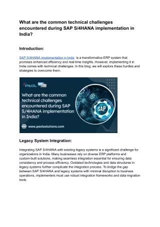 What are the common technical challenges encountered during SAP S_4HANA implementation in India_