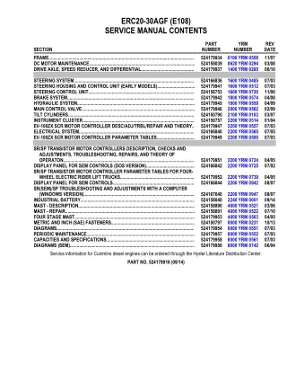 YALE E108 ERC20-30AGF LIFT TRUCK Service Repair Manual