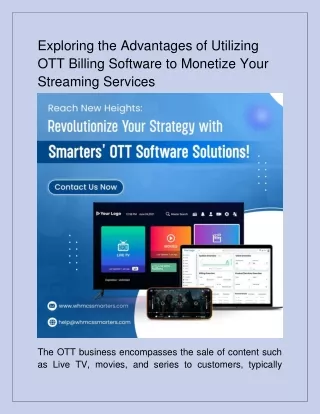 Advantages of OTT billing software - Whmcs Smarters