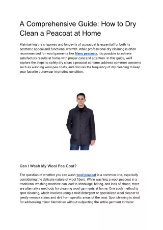 A Comprehensive Guide_ How to Dry Clean a Peacoat at Home