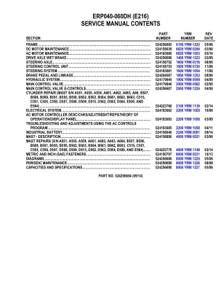 YALE E216 ERP040DH LIFT TRUCK Service Repair Manual