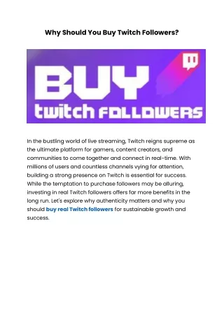 Why Should You Buy Twitch Followers