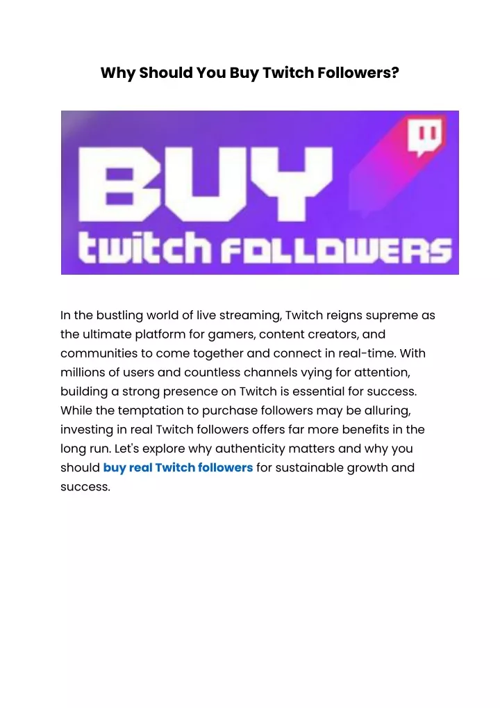 why should you buy twitch followers