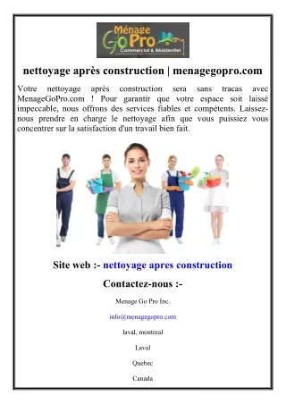 nettoyage après construction  menagegopro.com