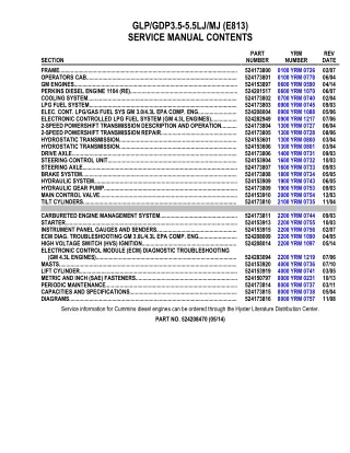 YALE E813 GDP3.5-5.5LJ LIFT TRUCK (EUROPE) Service Repair Manual