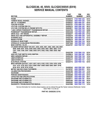 YALE E818 GDC40VX LIFT TRUCK (EUROPE) Service Repair Manual