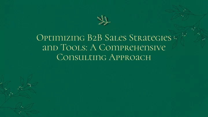 optimizing b2b sales strategies and tools