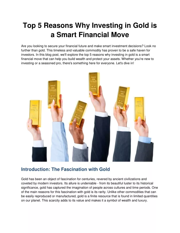 top 5 reasons why investing in gold is a smart