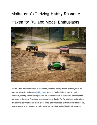 Melbourne's Thriving Hobby Scene_ A Haven for RC and Model Enthusiasts