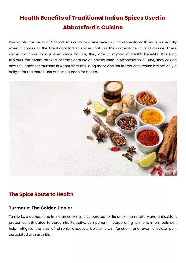 health benefits of traditional indian spices used