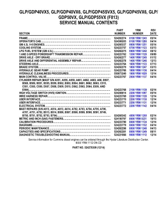 YALE F813 GDP40VX6 LIFT TRUCK Service Repair Manual