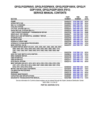 YALE F813 GP-GLP-GDP 80VX LIFT TRUCK Service Repair Manual