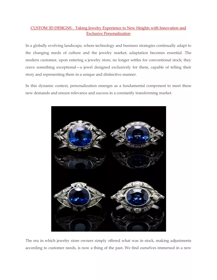 custom 3d designs taking jewelry experience