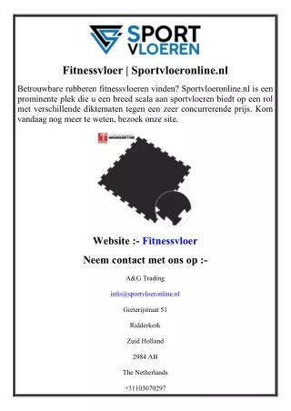 Fitnessvloer  Sportvloeronline.nl