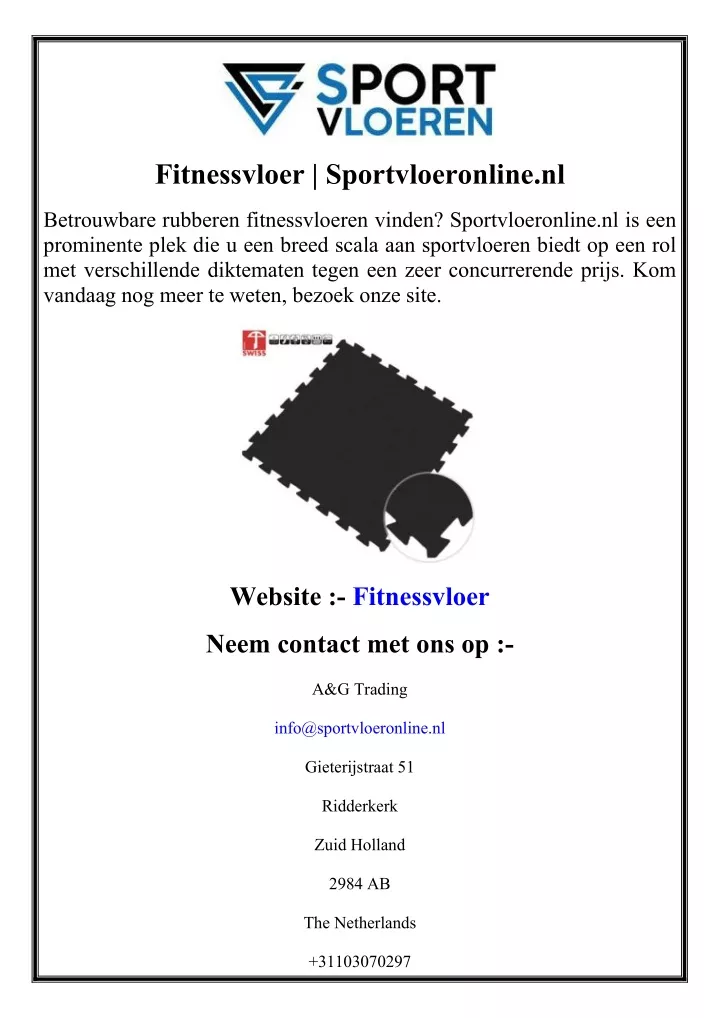 fitnessvloer sportvloeronline nl
