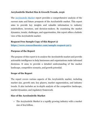 Acrylonitrile Market growth 2036