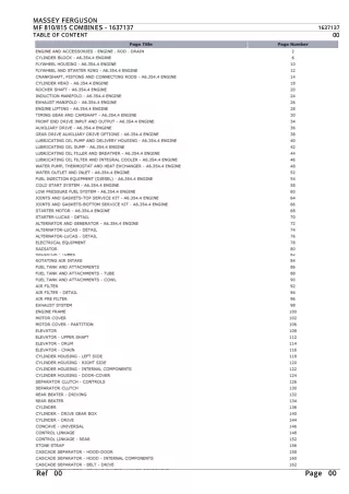 Massey Ferguson MF 810  815 COMBINES Parts Catalogue Manual Instant Download