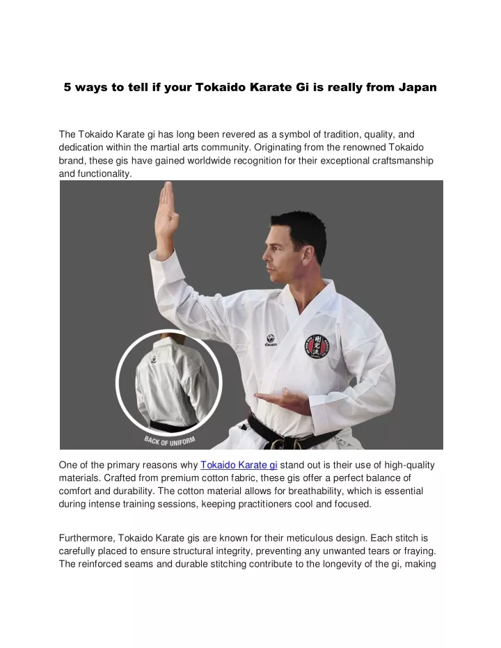 5 ways to tell if your tokaido karate