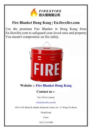 Fire Blanket Hong Kong  En.firexfire.com