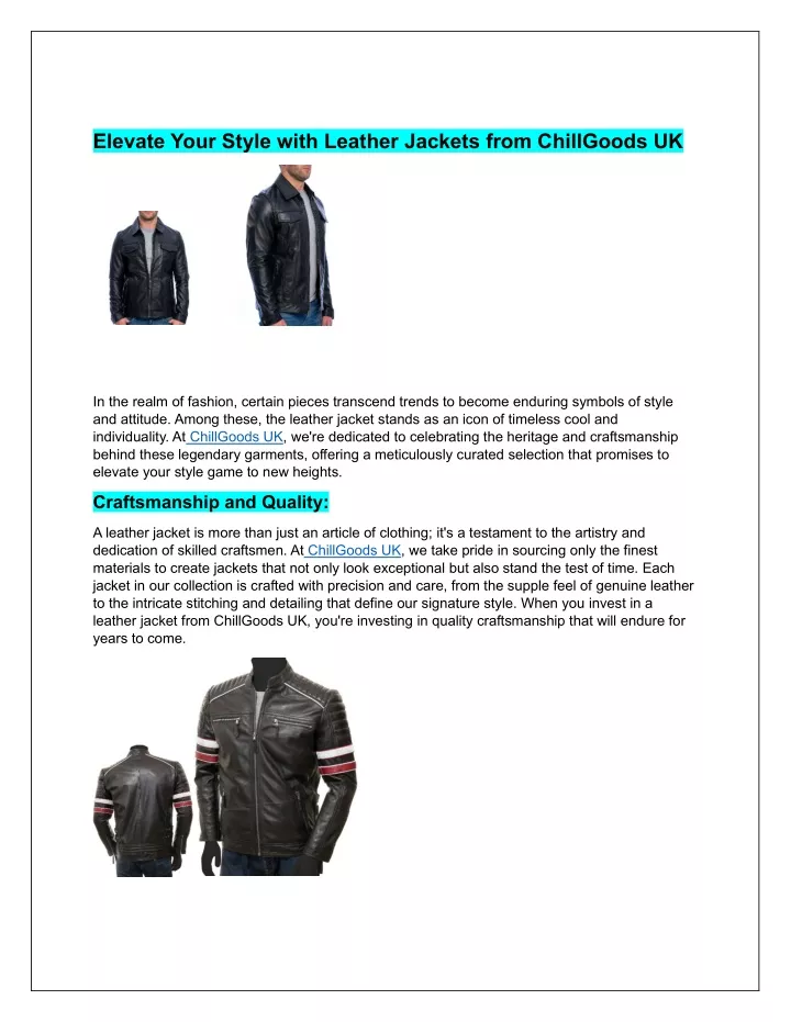 elevate your style with leather jackets from