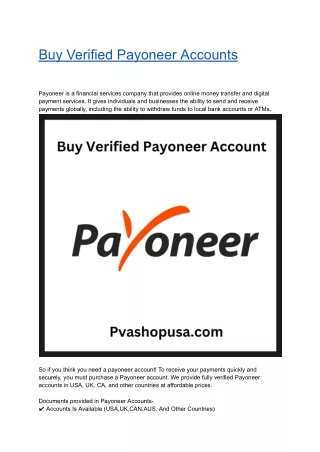 Best 3 Sites Buy Verified Payoneer Account