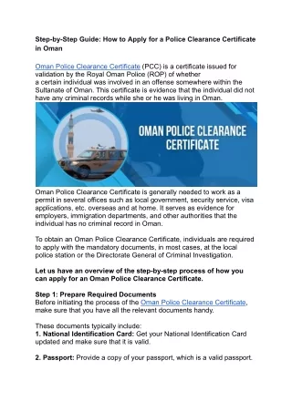 Step-by-Step Guide- How to Apply for a Police Clearance Certificate in Oman