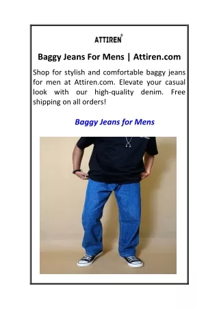 Baggy Jeans For Mens   Attiren.com