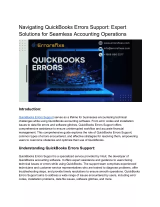 A Quick Guide to QuickBooks Errors Support.