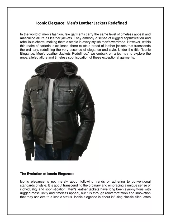 iconic elegance men s leather jackets redefined