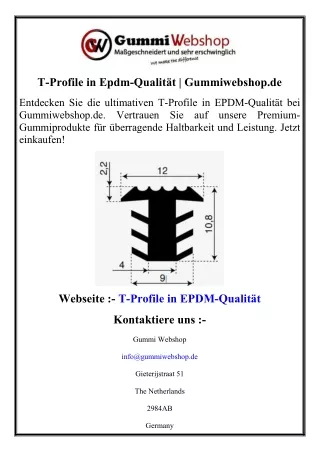 T-Profile in Epdm-Qualität  Gummiwebshop.de