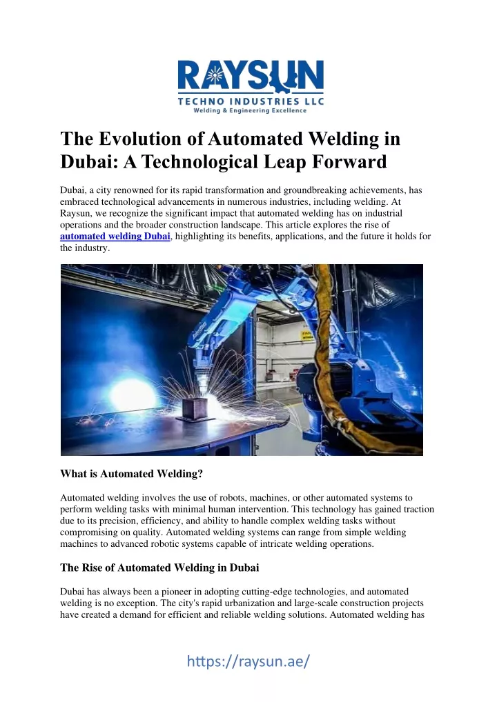 the evolution of automated welding in dubai