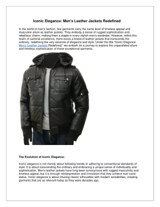 Iconic Elegance: Men's Leather Jackets Redefined