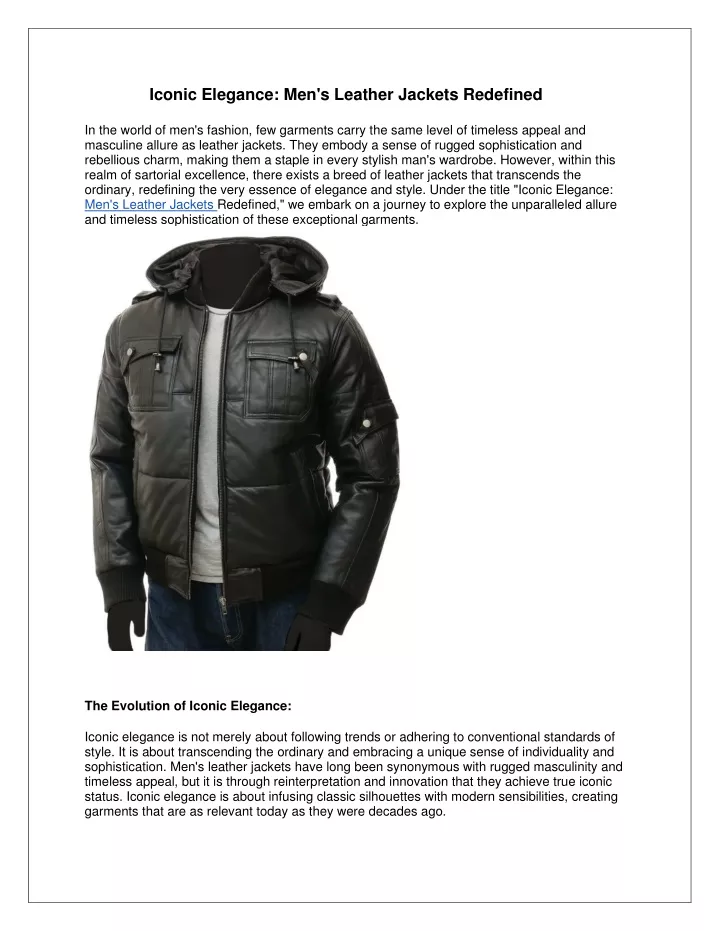 iconic elegance men s leather jackets redefined