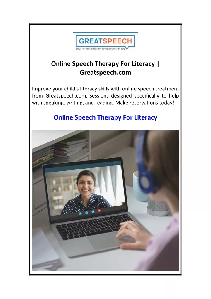 online speech therapy for literacy greatspeech com