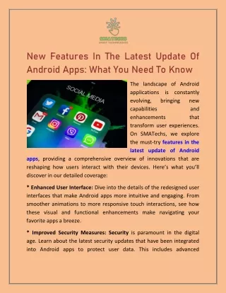 New Features In The Latest Update Of Android Apps