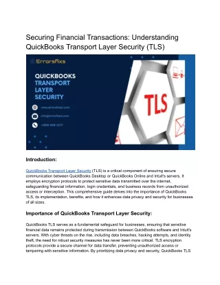 A Quick Guide to  QuickBooks Transport Layer Security  Error.