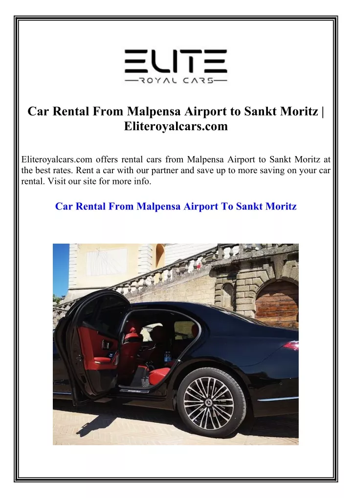 car rental from malpensa airport to sankt moritz