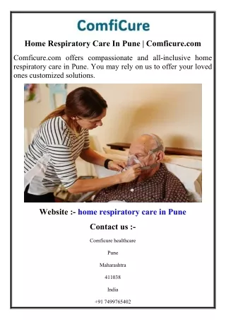 Home Respiratory Care In Pune  Comficure.com