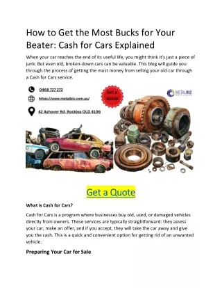 how to get the most bucks for your beater cash