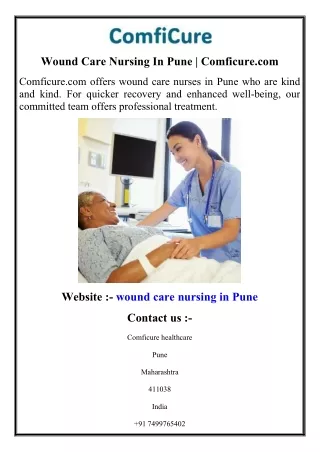Wound Care Nursing In Pune  Comficure.com
