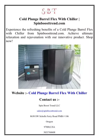 Cold Plunge Barrel Flex With Chiller  Spinboosttrend.com