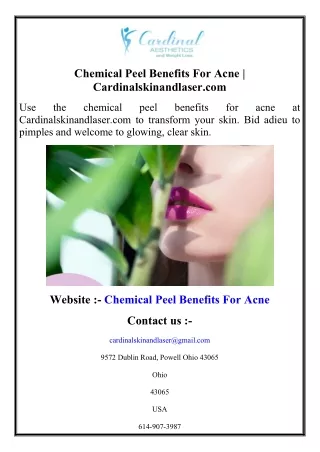 Chemical Peel Benefits For Acne Cardinalskinandlaser.com