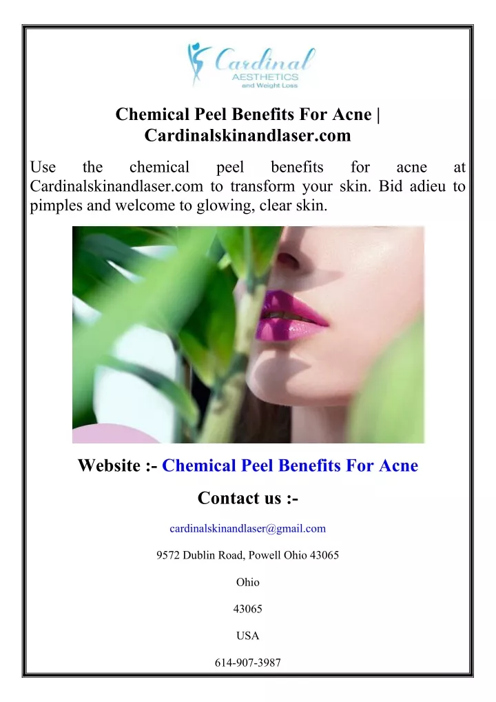 chemical peel benefits for acne