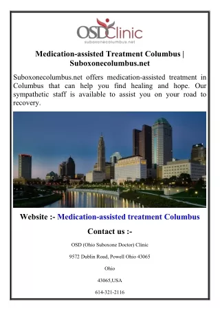 Medication-assisted Treatment Columbus  Suboxonecolumbus.net