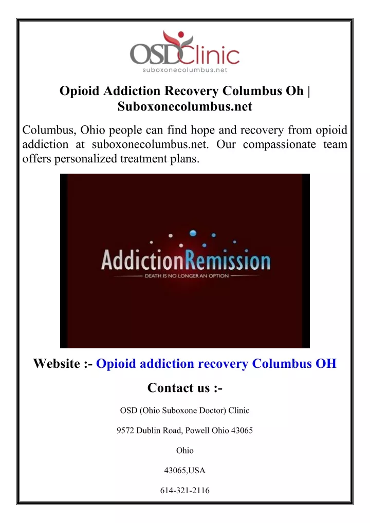 opioid addiction recovery columbus